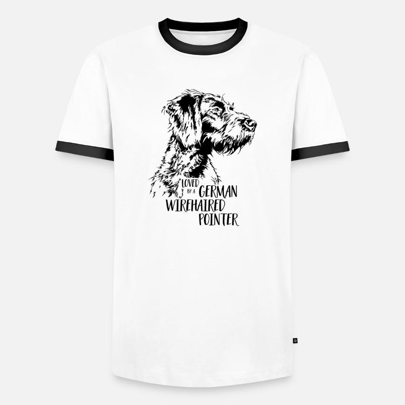 Loved by a German Wirehaired Pointer Hundespruch Männer Kontrast-T-Shirt