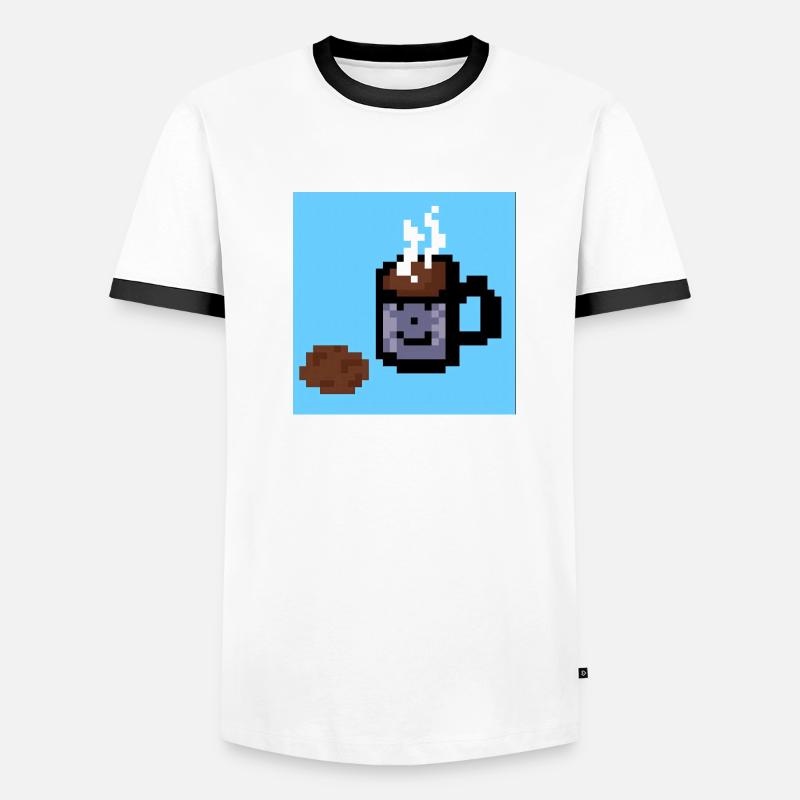 Café et biscuits Pixelart T-shirt contrasté Homme