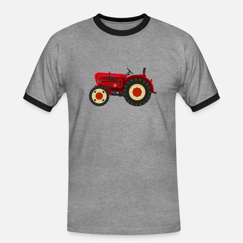 Retro Oldtimer-Traktor rot - Männer Kontrast-T-Shirt - Grau meliert/Schwarz