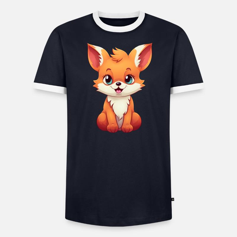 Süßer Comic Rotfuchs: Entspanntes Sitzen - Männer Kontrast-T-Shirt - undefined