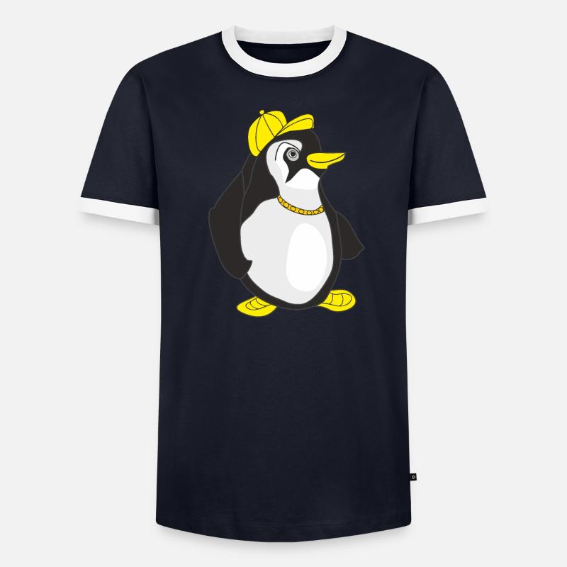 cooler Pinguin Männer Kontrast-T-Shirt