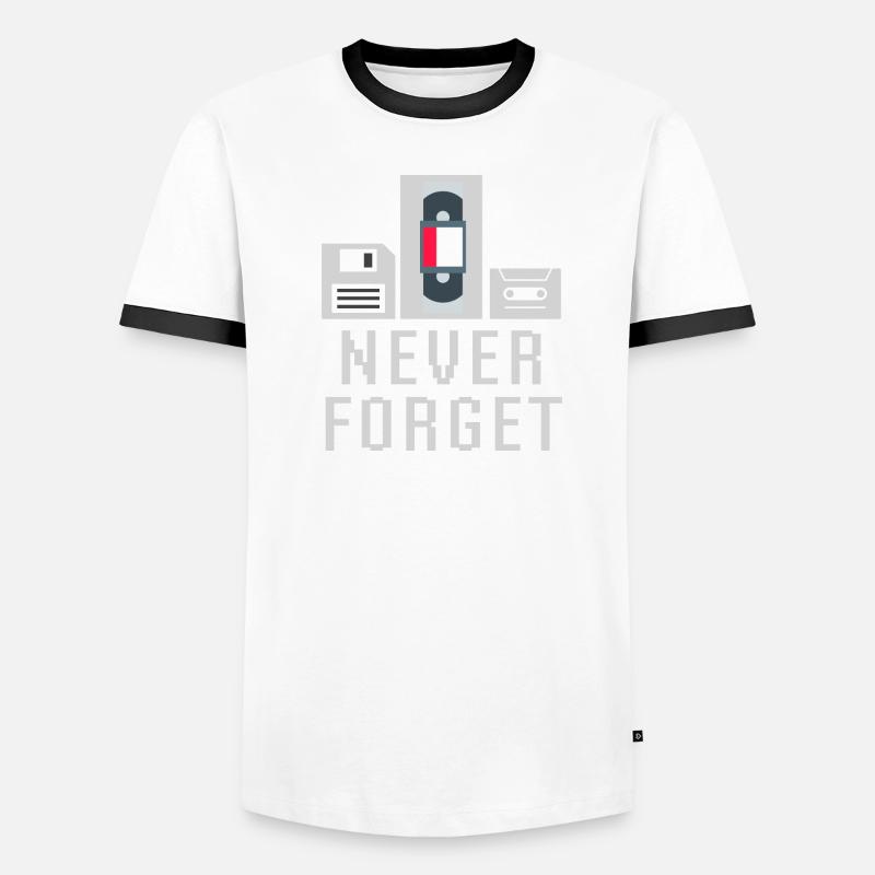 Never Forget Floppy Disk Video Tape Cassette Tech Men's Ringer Shirt