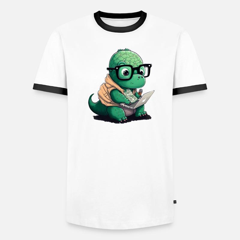Süßer Dino der Programmiert Männer Kontrast-T-Shirt