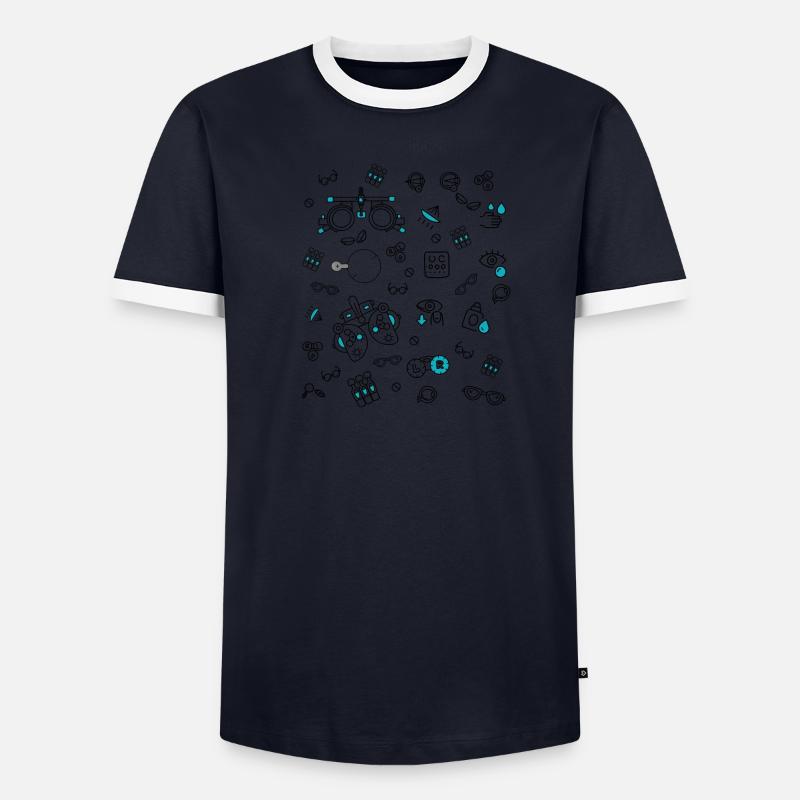 Optométriste, Ophtalmologiste, Opticien de lentilles, Foroptère oculaire T-shirt contrasté Homme