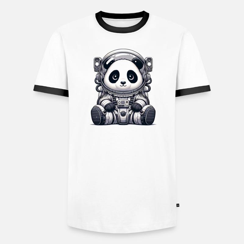 Astronaute panda mignon T-shirt contrasté Homme