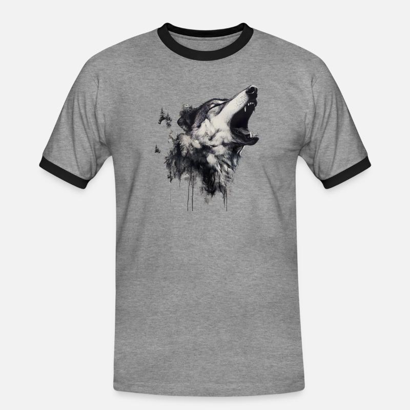 Die Wolfsangst, ein komplexes Phänomen - Männer Kontrast-T-Shirt - Grau meliert/Schwarz