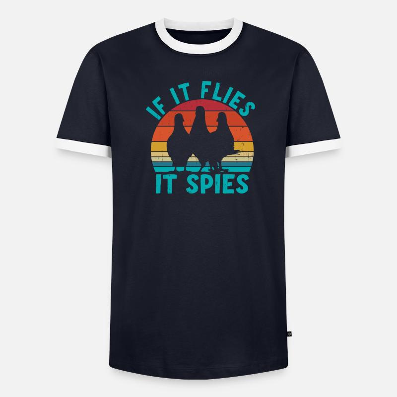 When it flies, it spies Men's Ringer Shirt