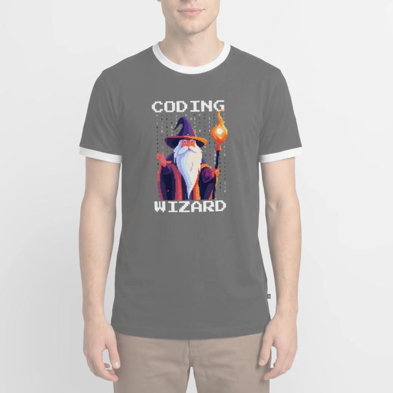 CODING WIZARD Coder Programmer Developer Humor Men's Ringer Shirt