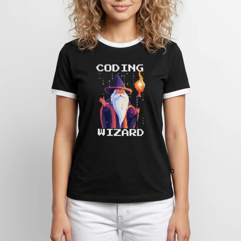 CODING WIZARD Coder Programmer Developer Humor Men's Ringer Shirt