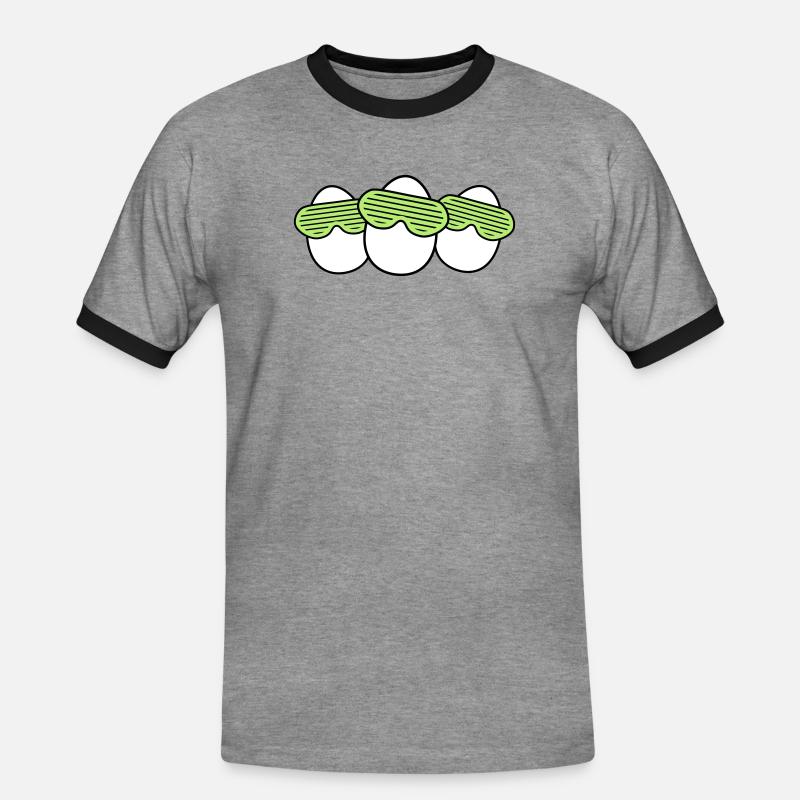 Funky Egg Crew - Männer Kontrast-T-Shirt - Grau meliert/Schwarz