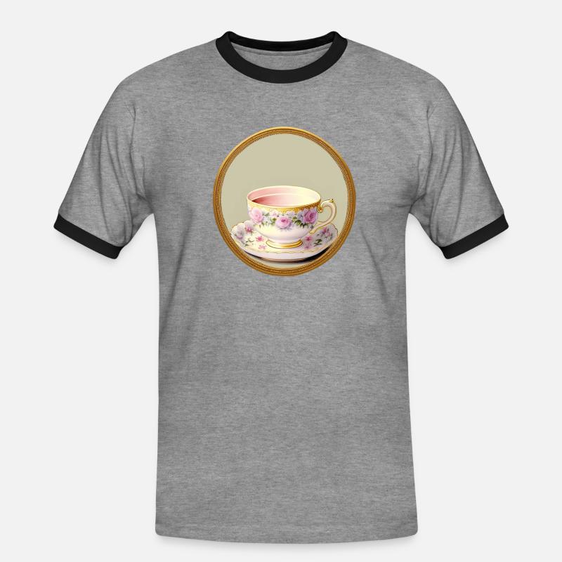 Eine Tasse Tee oder Kaffee? - Männer Kontrast-T-Shirt - Grau meliert/Schwarz