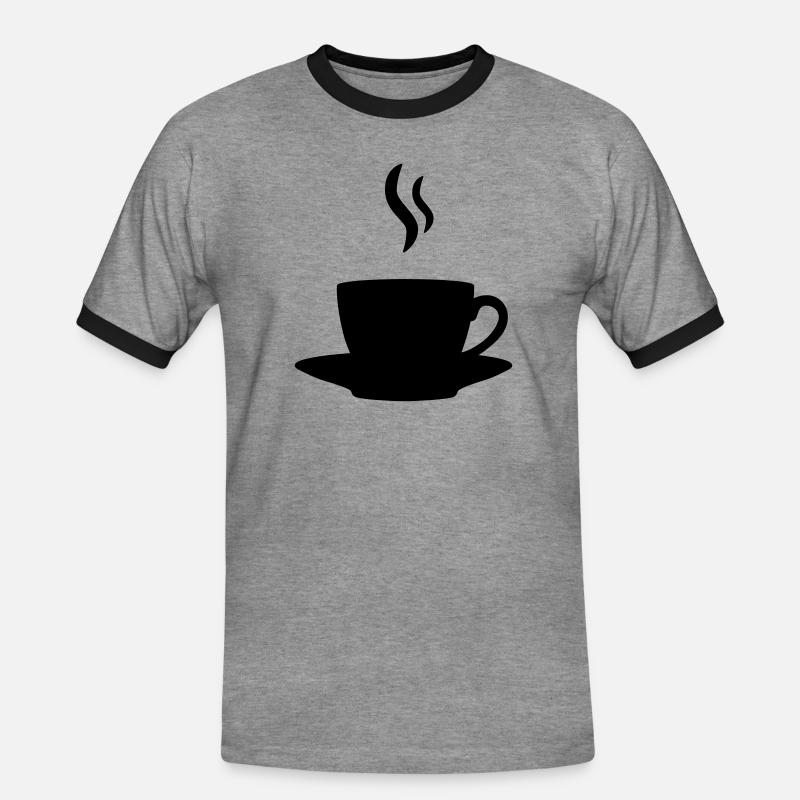 Kaffee oder Tee - Männer Kontrast-T-Shirt - Grau meliert/Schwarz