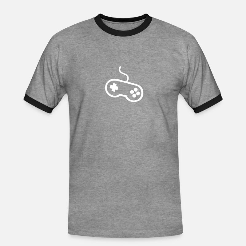 Controller - Männer Kontrast-T-Shirt - Grau meliert/Schwarz
