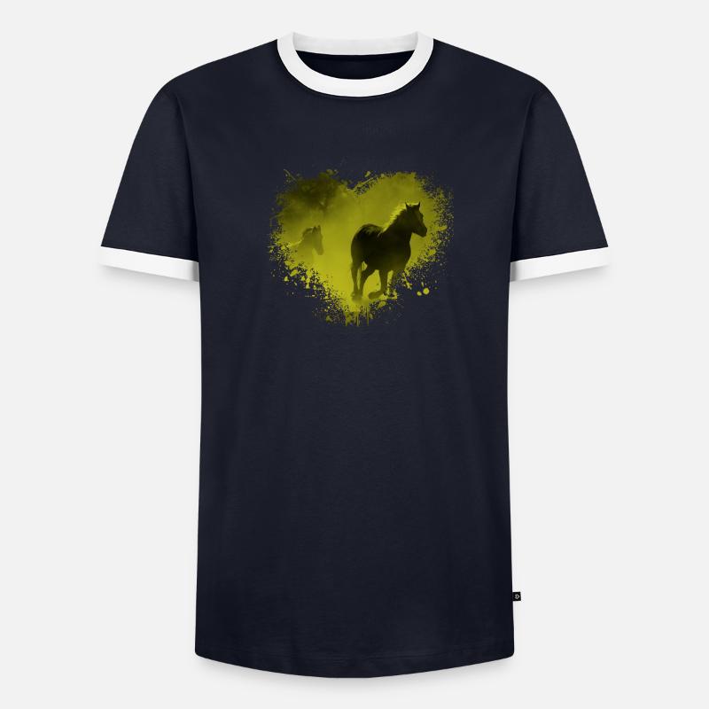 Chevau équestres Splatter Fleck Splash Éclaboussures coeur T-shirt contrasté Homme