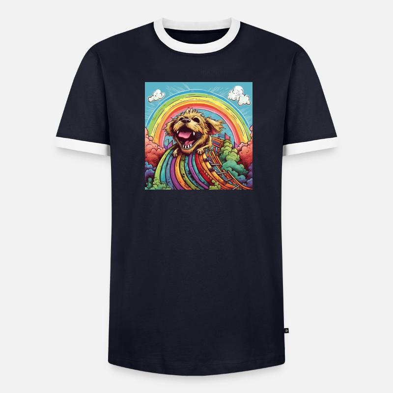 Funny LSD - freaky dwarf - Dog on Rollercoster 1 Men's Ringer Shirt