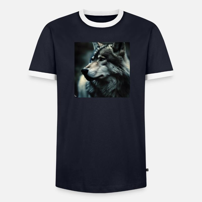 Wolf Männer Kontrast-T-Shirt