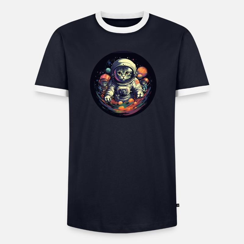 Les chats dans l’espace: pattes aventureuses dans le cosmos T-shirt contrasté Homme