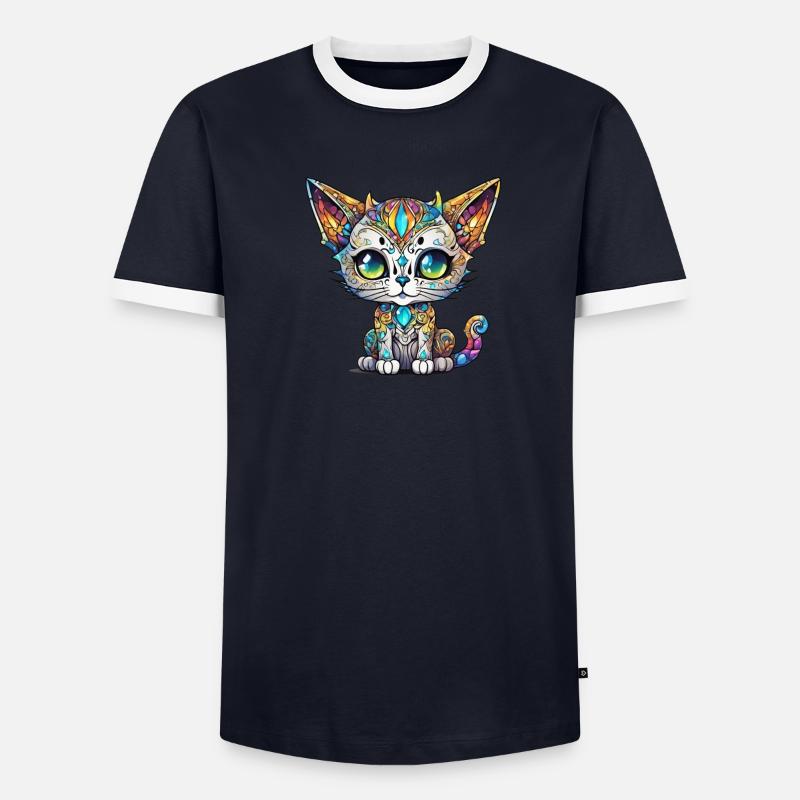 Chat Chibi coloré T-shirt contrasté Homme