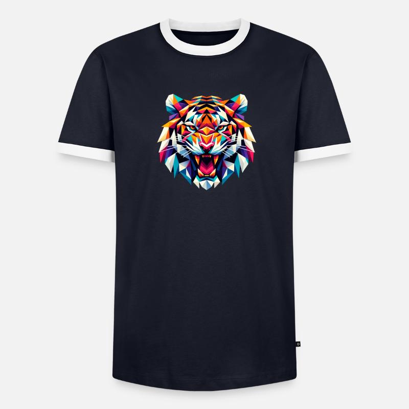Illustration eines lebendigen Tiger-Logos Männer Kontrast-T-Shirt
