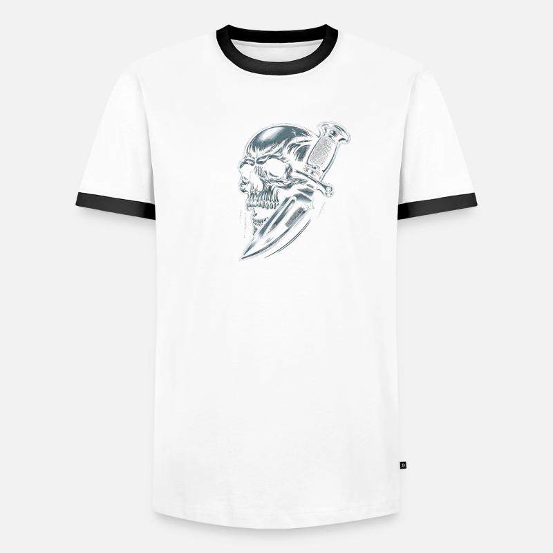 Schattenstoß: Schädel vom Dolch durchbohrt Männer Kontrast-T-Shirt