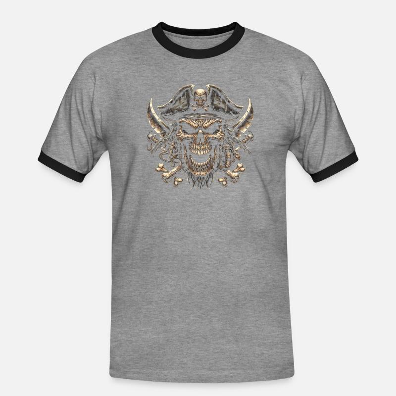 Ruthless Raider - Men's Ringer Shirt - heather grey/black