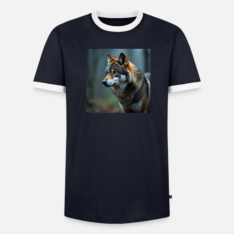 Wolf Männer Kontrast-T-Shirt