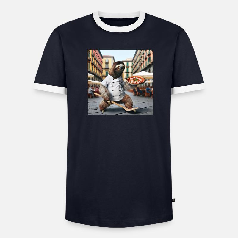 Faultier Pizzabäcker Pizzabäcker Neapel Männer Kontrast-T-Shirt