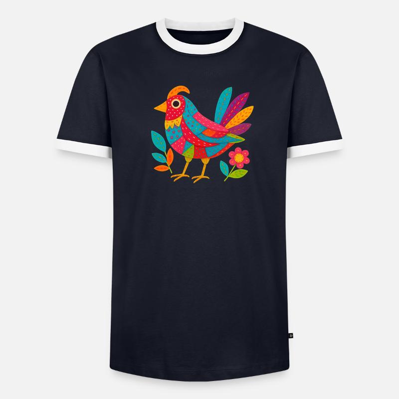 Patchwing – Der Stofffeder-Vogel Männer Kontrast-T-Shirt