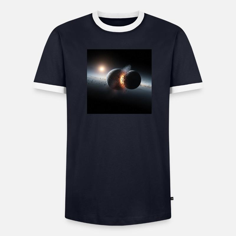 Kosmisches Eclipse Design Männer Kontrast-T-Shirt