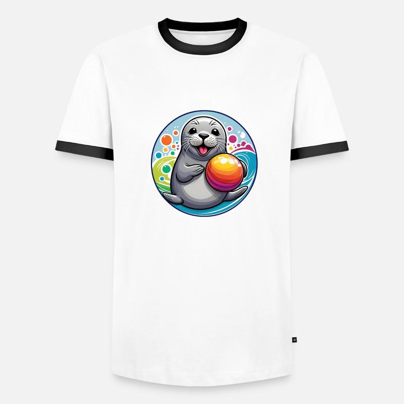 Sceau rieur phoque avec boule colorée T-shirt contrasté Homme