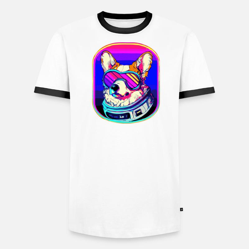 Futuristic Corgi Synthwave Dog Welsh Men's Ringer Shirt