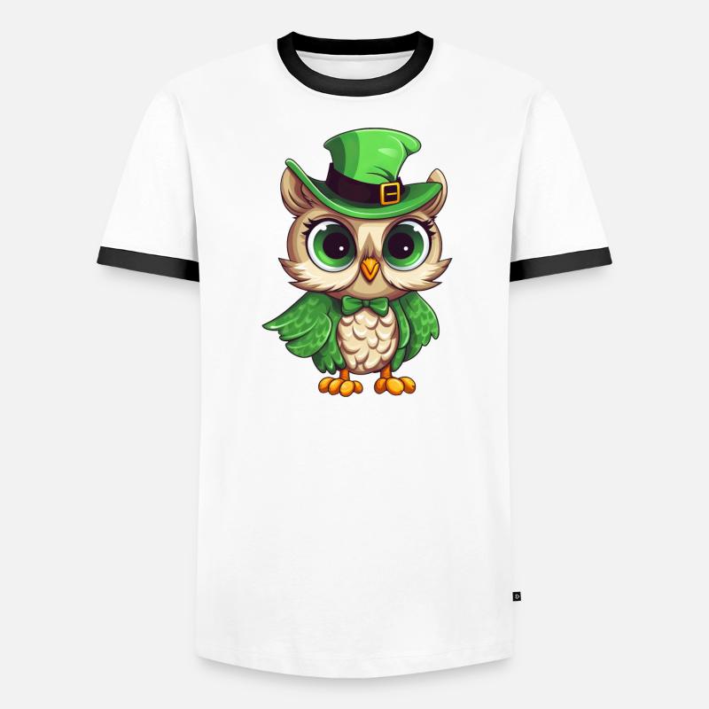 Conception de la Saint-Patrick de hibou comique mignon T-shirt contrasté Homme