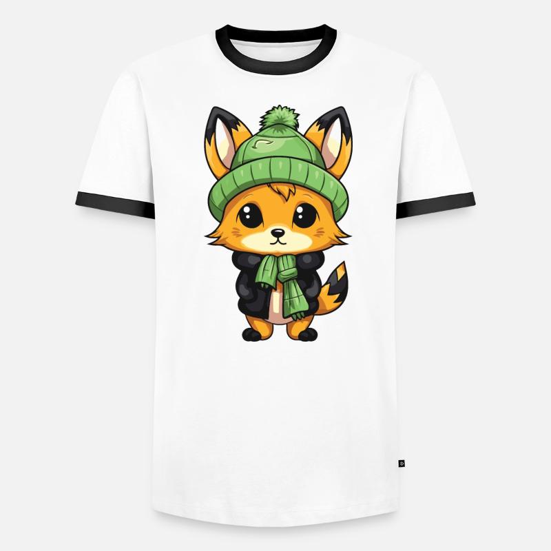 Fuchs Winter Comic Männer Kontrast-T-Shirt