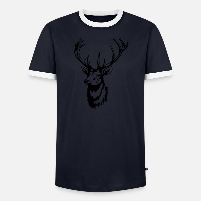 HIRSCH - HIRSCHKOPF - HIRSCHGEWEIH Männer Kontrast-T-Shirt