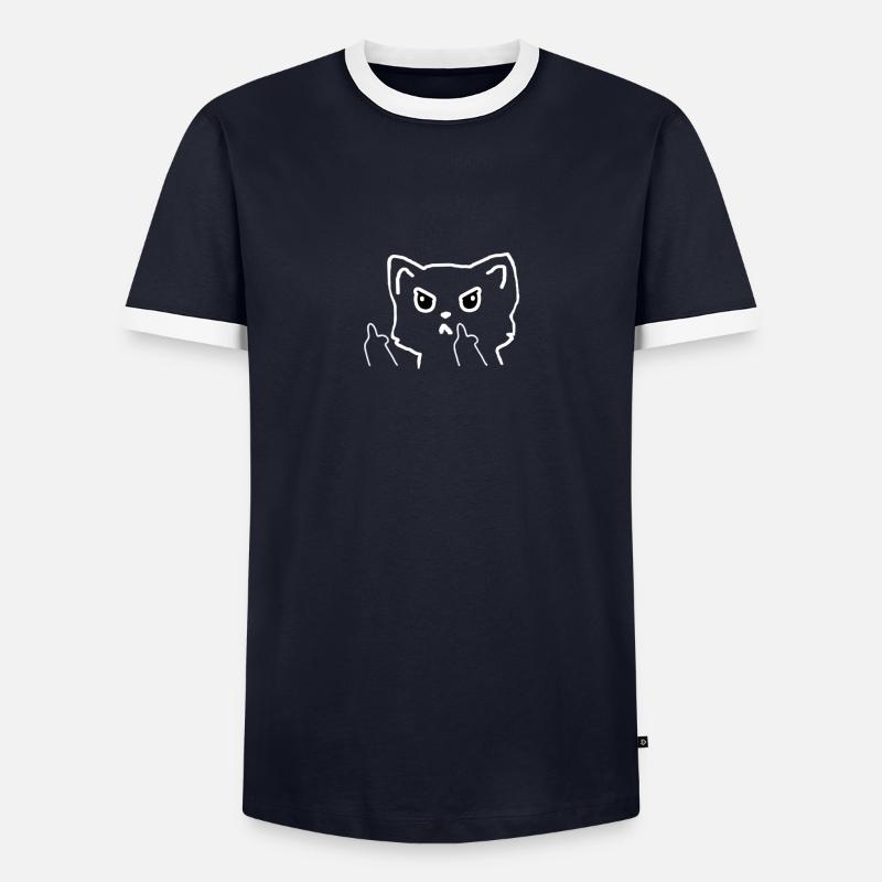 Humour chat énervé. Expression directe T-shirt contrasté Homme