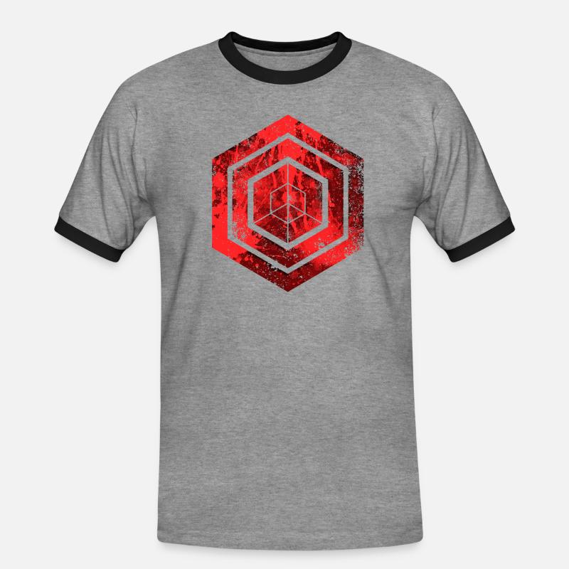 hexagon programming programmer coding geometric - Men's Ringer Shirt - heather grey/black