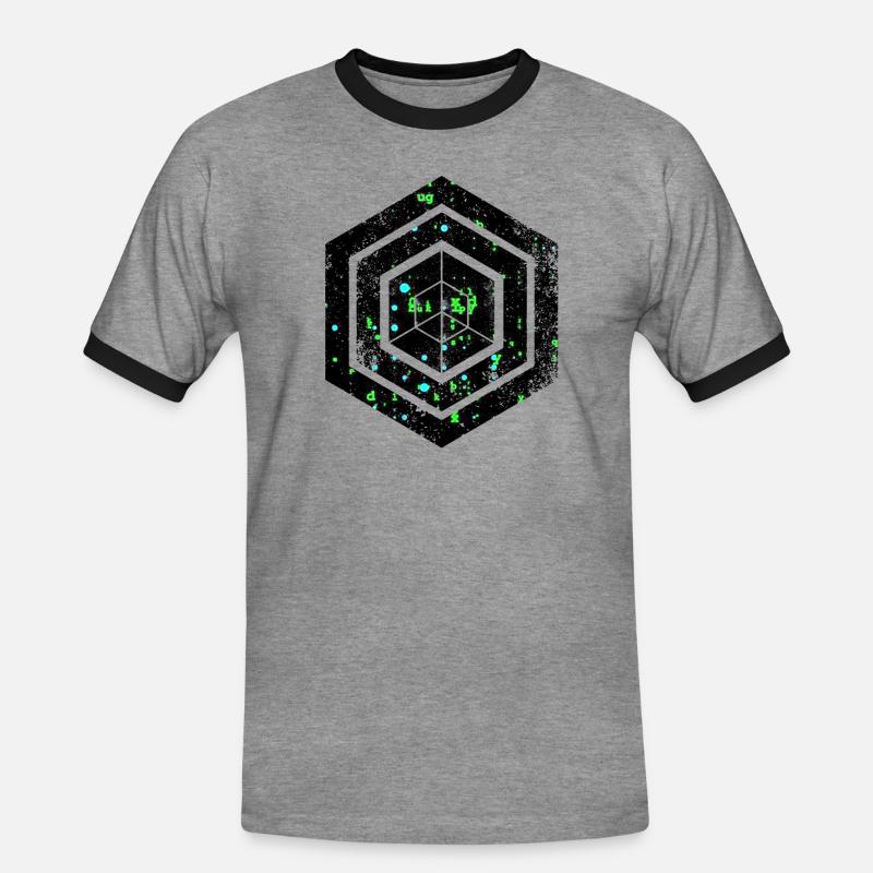 hexagon programming programmer coding geometric - Men's Ringer Shirt - heather grey/black