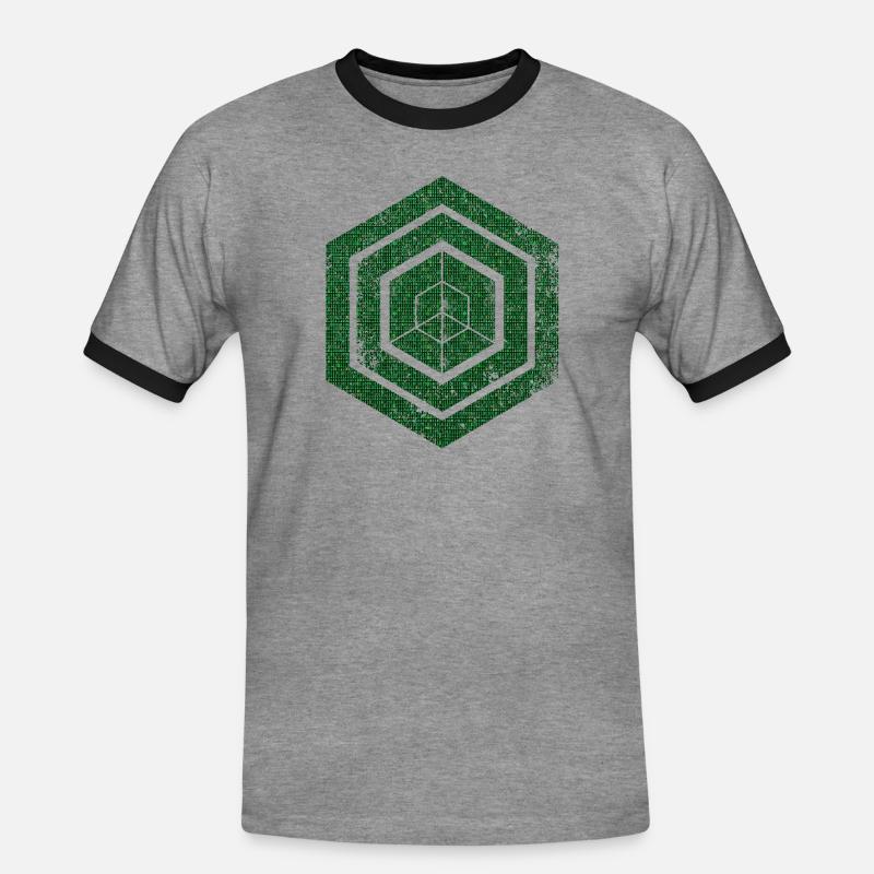 hexagon programming programmer coding geometric - Men's Ringer Shirt - heather grey/black