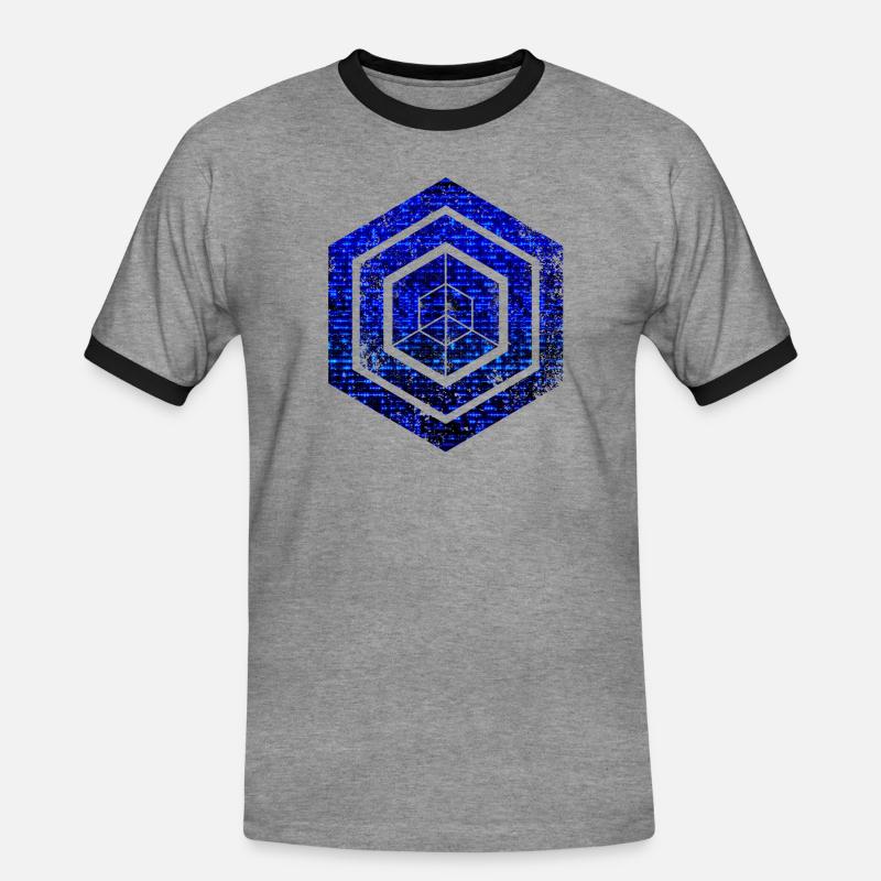 Hexagon-Programmierung Programmierer Codierung geometrisch - Männer Kontrast-T-Shirt - Grau meliert/Schwarz