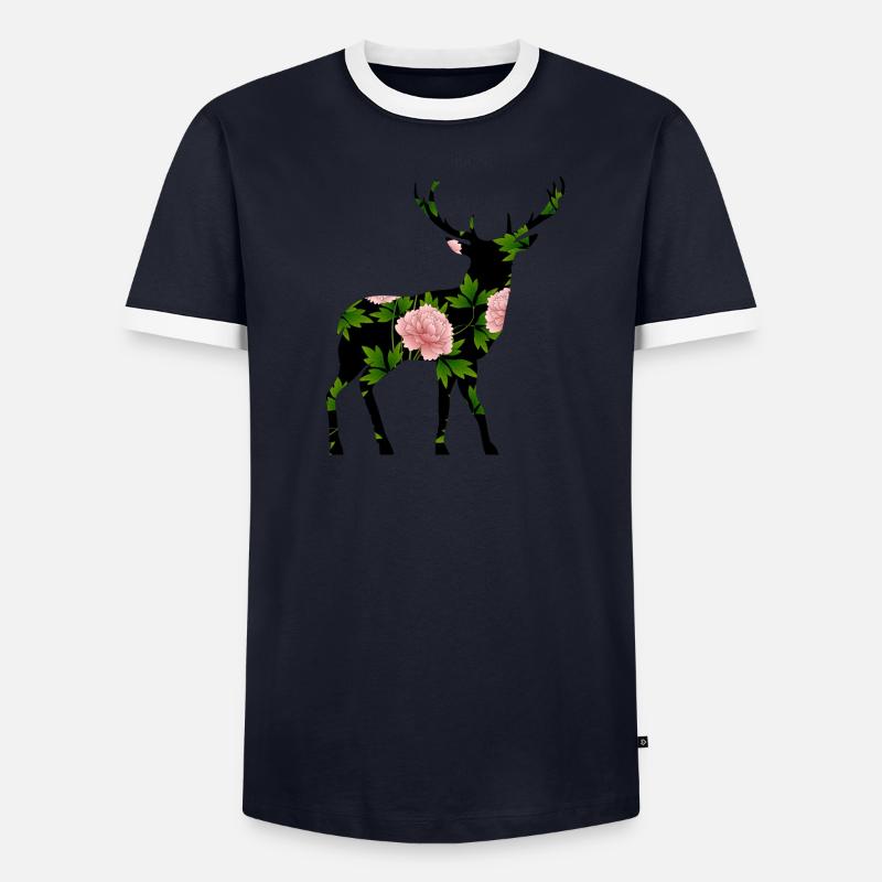 Hirsch Männer Kontrast-T-Shirt