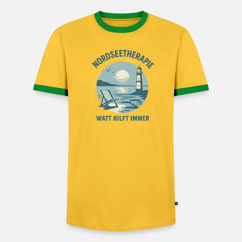 Nordseetherapie - Watt hilft immer - Männer Kontrast-T-Shirt - undefined