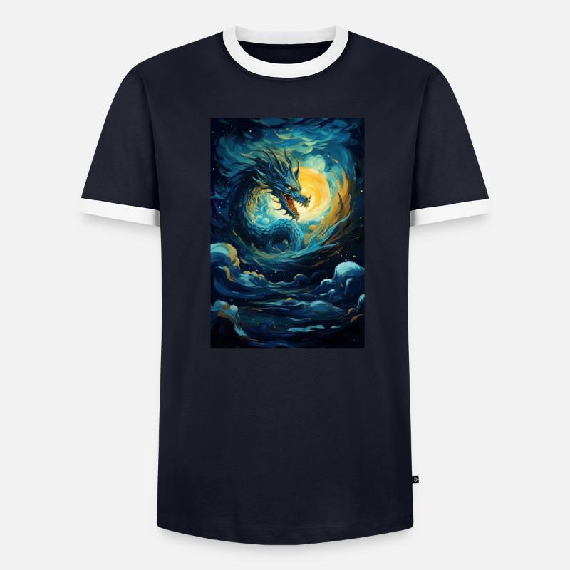 Drache Männer Kontrast-T-Shirt