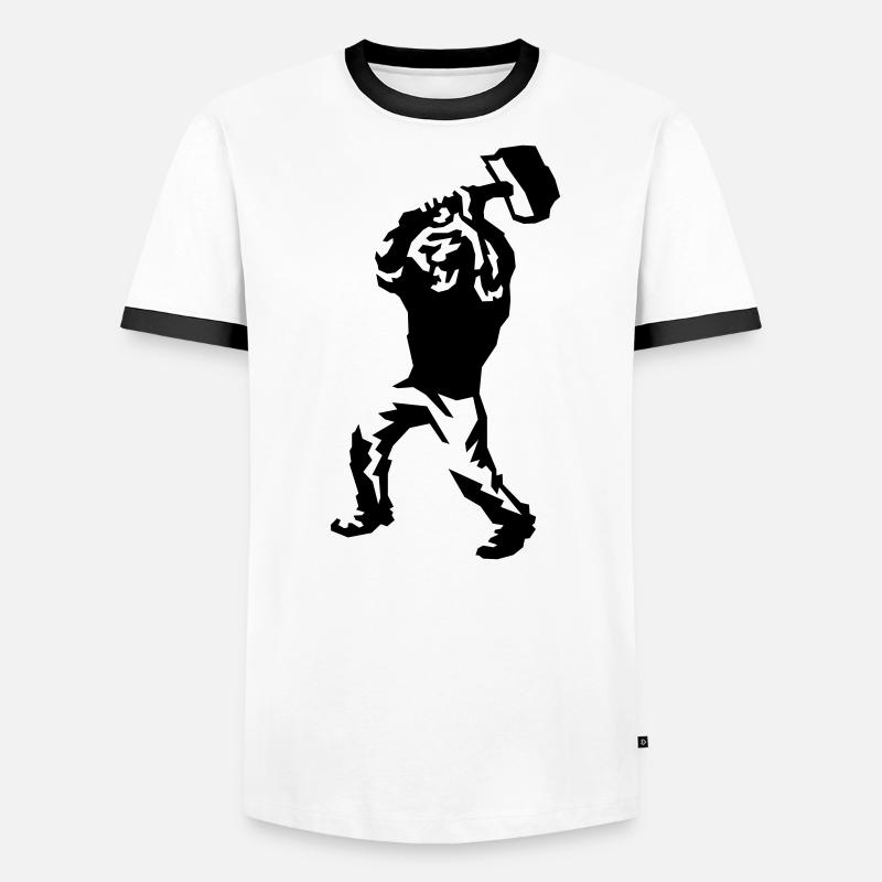Arbeiter mit Hammer / Worker with sledgehammer Männer Kontrast-T-Shirt
