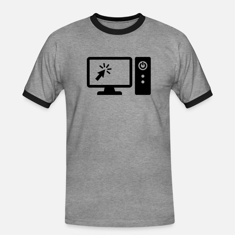 Computer - Männer Kontrast-T-Shirt - Grau meliert/Schwarz