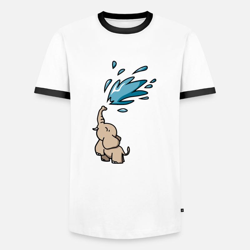 Bébé éléphant éclabousse eau éléphant éclaboussure d'eau T-shirt contrasté Homme