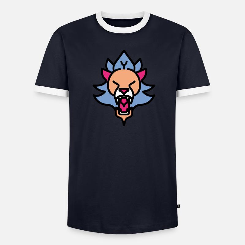 Brüllender Löwe Männer Kontrast-T-Shirt