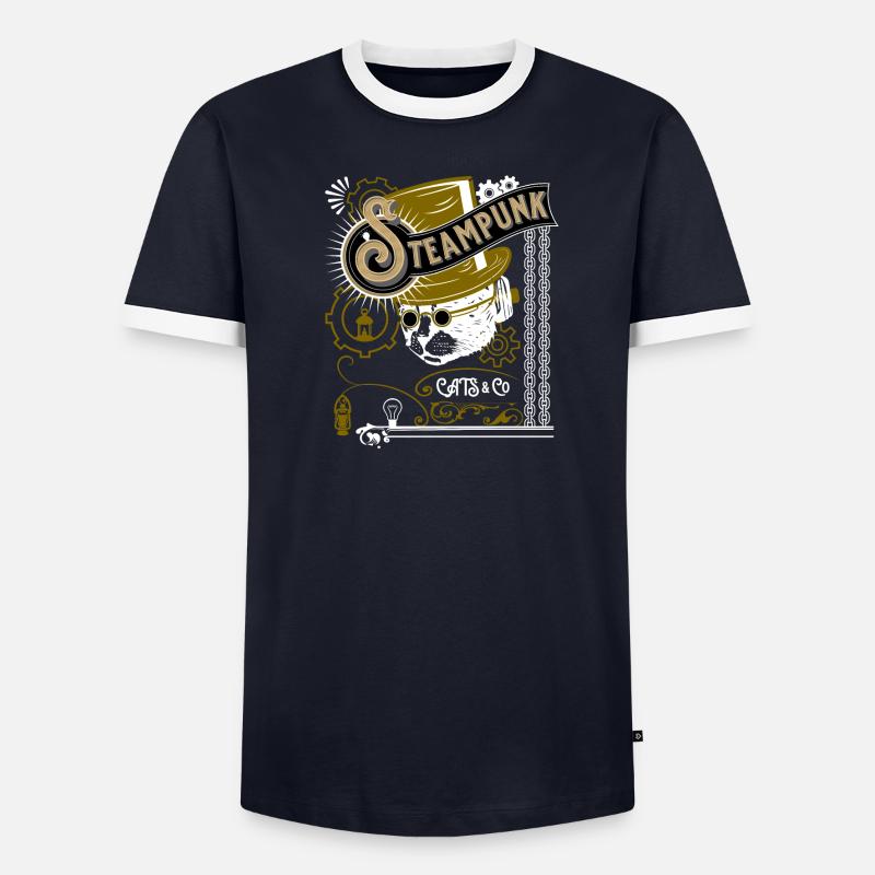 Conception Steampunk de chat victorien T-shirt contrasté Homme