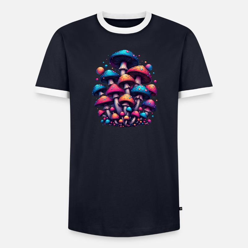 Psychedelic Mushroom Magic Männer Kontrast-T-Shirt