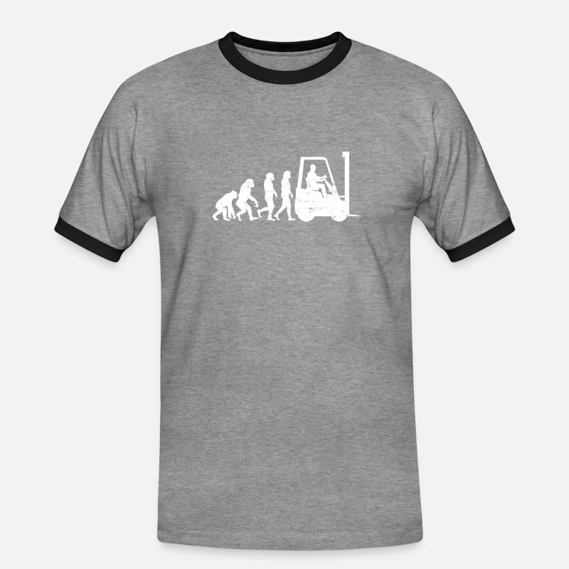 Staplerfahrer Evolution gabelstapler geschenk - Männer Kontrast-T-Shirt - Grau meliert/Schwarz