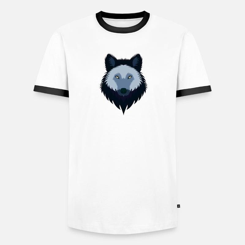 Weiblicher blauer Wolf Männer Kontrast-T-Shirt